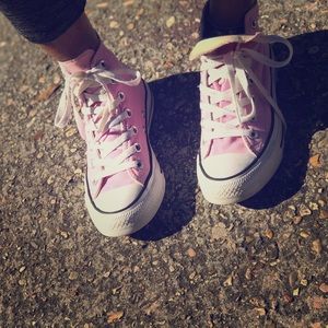 Pink high top converse